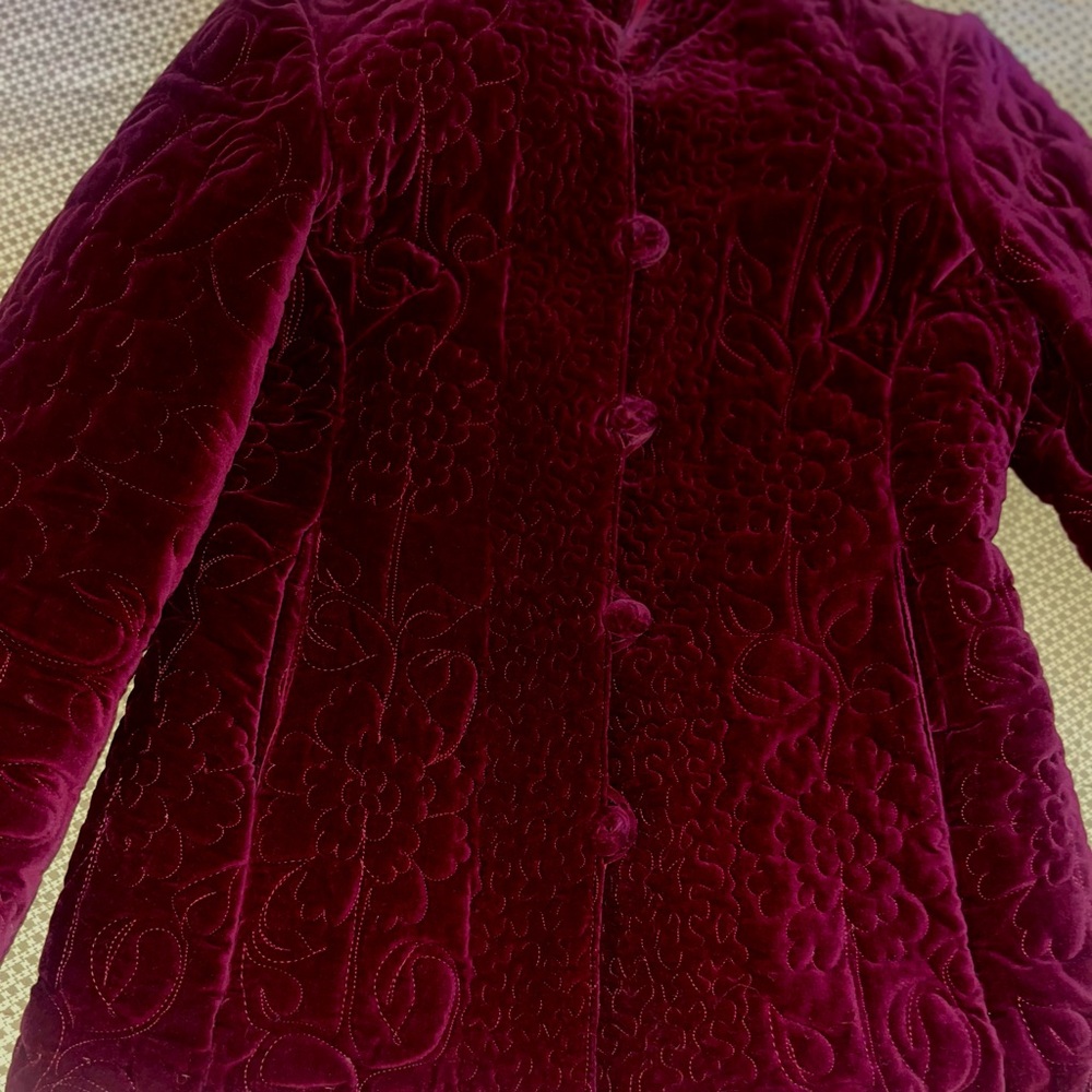 Vintage Velvet Burgundy Jacket with Embroidery - Picture 2 of 12